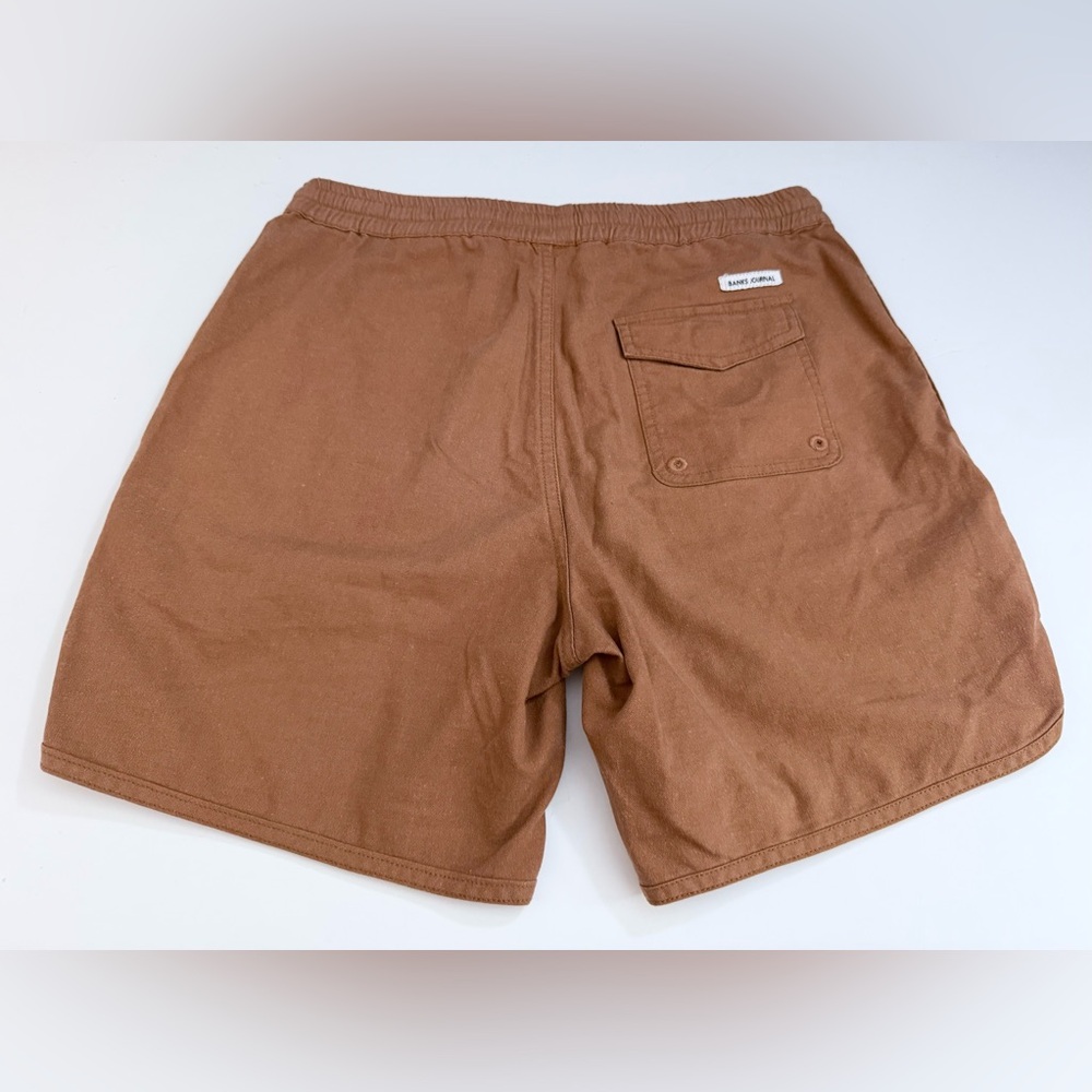 BANKS JOURNAL HUCKBERRY 16” Walkway Shorts Men 32x6” Linen Cotton Elastic Waist - Picture 6 of 12
